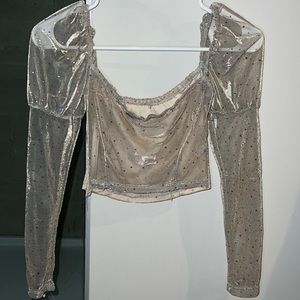 Sparkly long sleeve crop top (worn/used) size 2